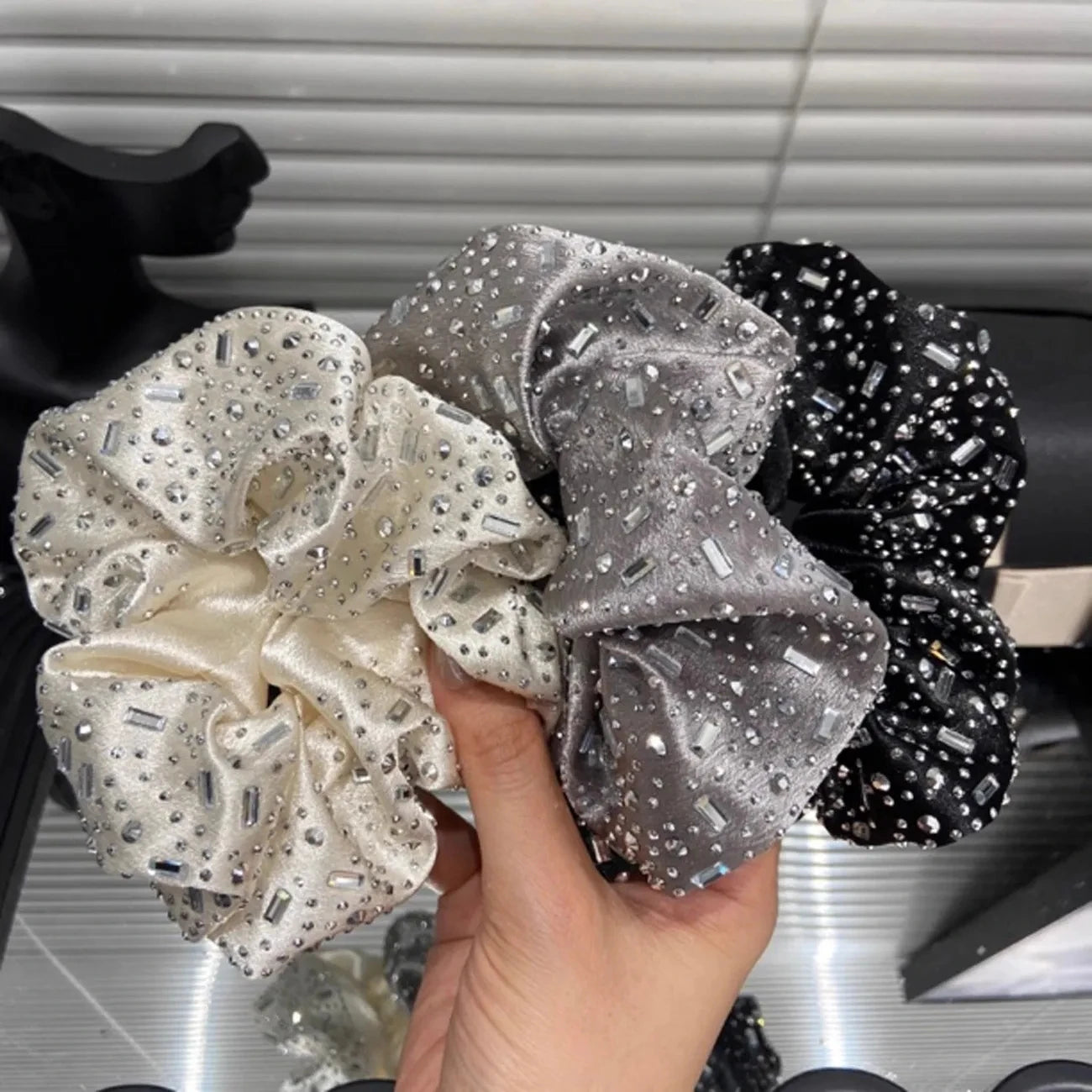 Wide Rhinestone scrunchie