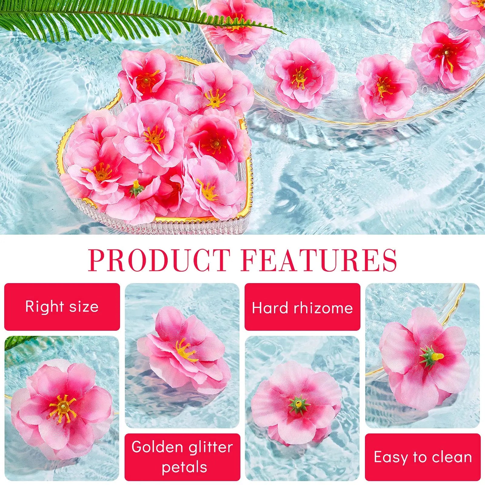 100 Pcs Artificial Cherry Blossom Heads Silk Cloth Petals Mini Cherry Flowers Petals DIY Accessories Home Wedding Party Decor