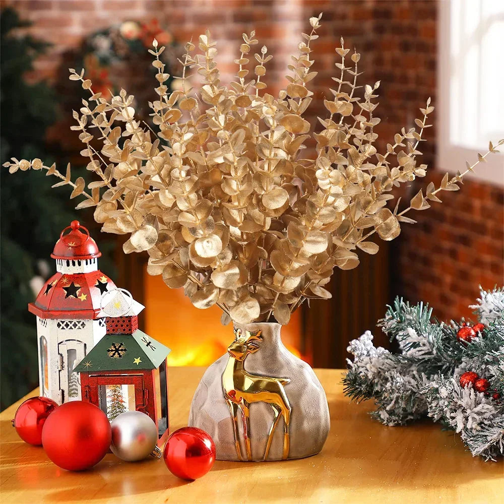 10pc Artificial Eucalyptus Leaves Eucalyptus Stems for Home Flowers Bouquet Centerpiece Wedding Decoration Christmas Decor