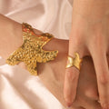 Starfish Geometric Bangle Bracelet for Women — Minimalist Zinc Alloy Stackable Cuff, Trendy Statement Jewelry Gift