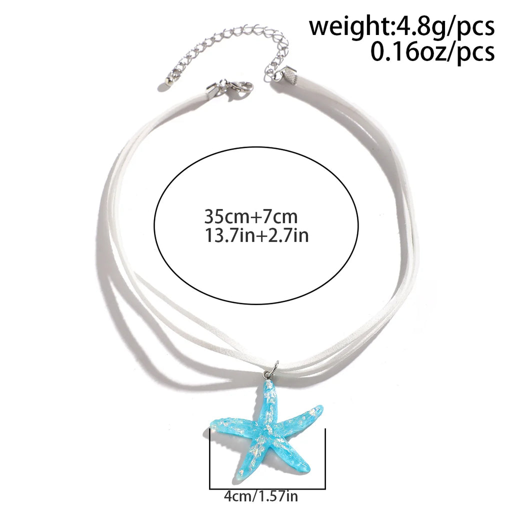 y2k Large Resin Starfish Pendant Necklace for Women Trendy Summer Beach Vacation Jewelry on Neck 2023 Fashion Accessories Female