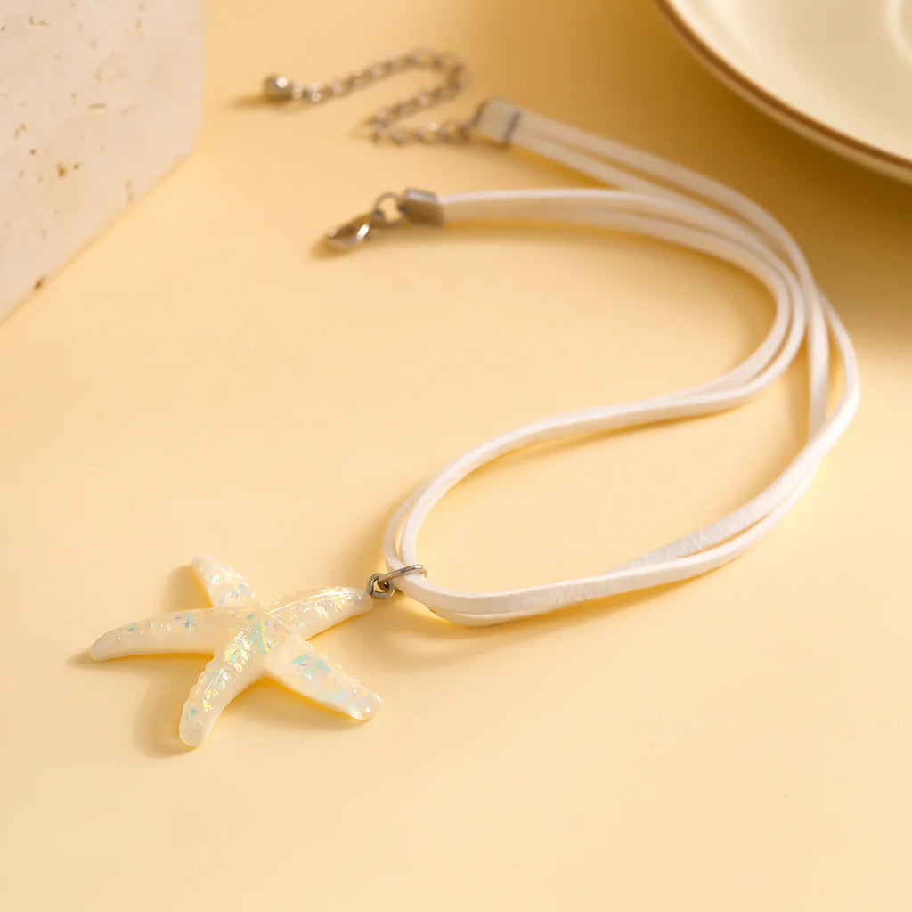 y2k Large Resin Starfish Pendant Necklace for Women Trendy Summer Beach Vacation Jewelry on Neck 2023 Fashion Accessories Female