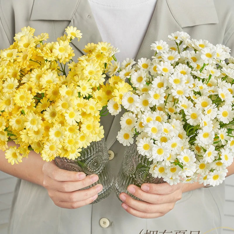 12pcs Artificial Daisy Flowers Small Daisy Fake Flower Bouquet for Valentines Party Table Decoration DIY Home Wedding Decor