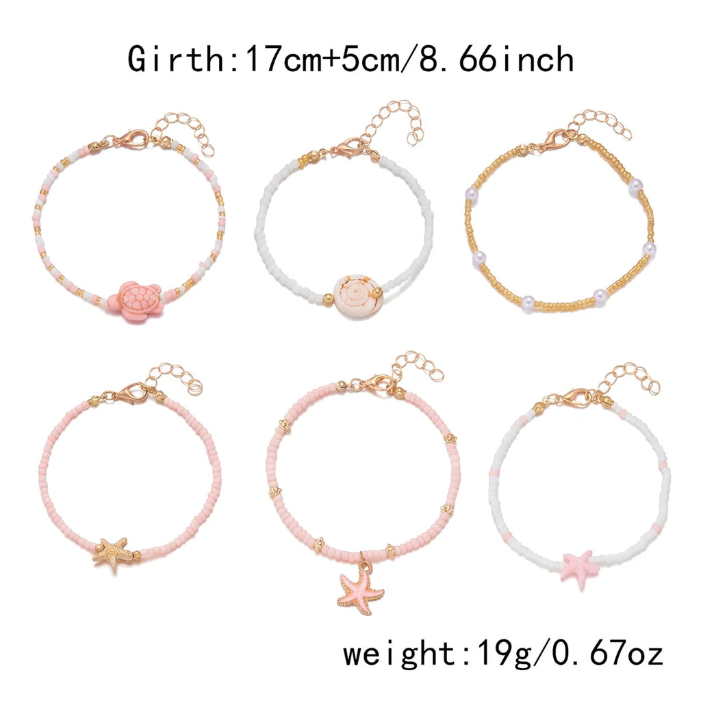 Fashion Multilayer Stacked Bracelets Set for Women Bohemian Shell Starfish Beaded Bracelets Summer Beach Party Jewelry Gift