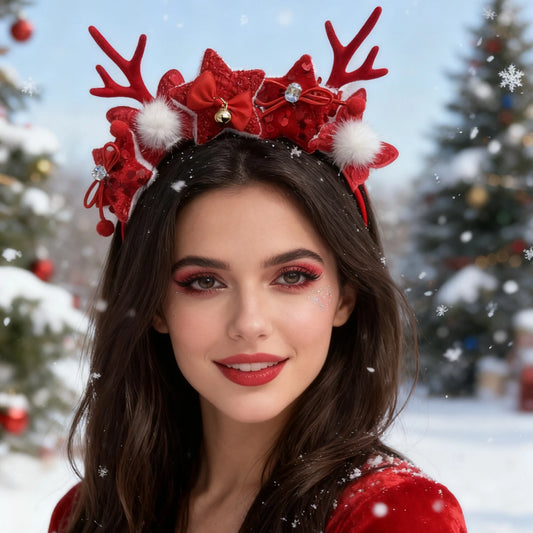 Glee Christmas Antler Bowknot Headband