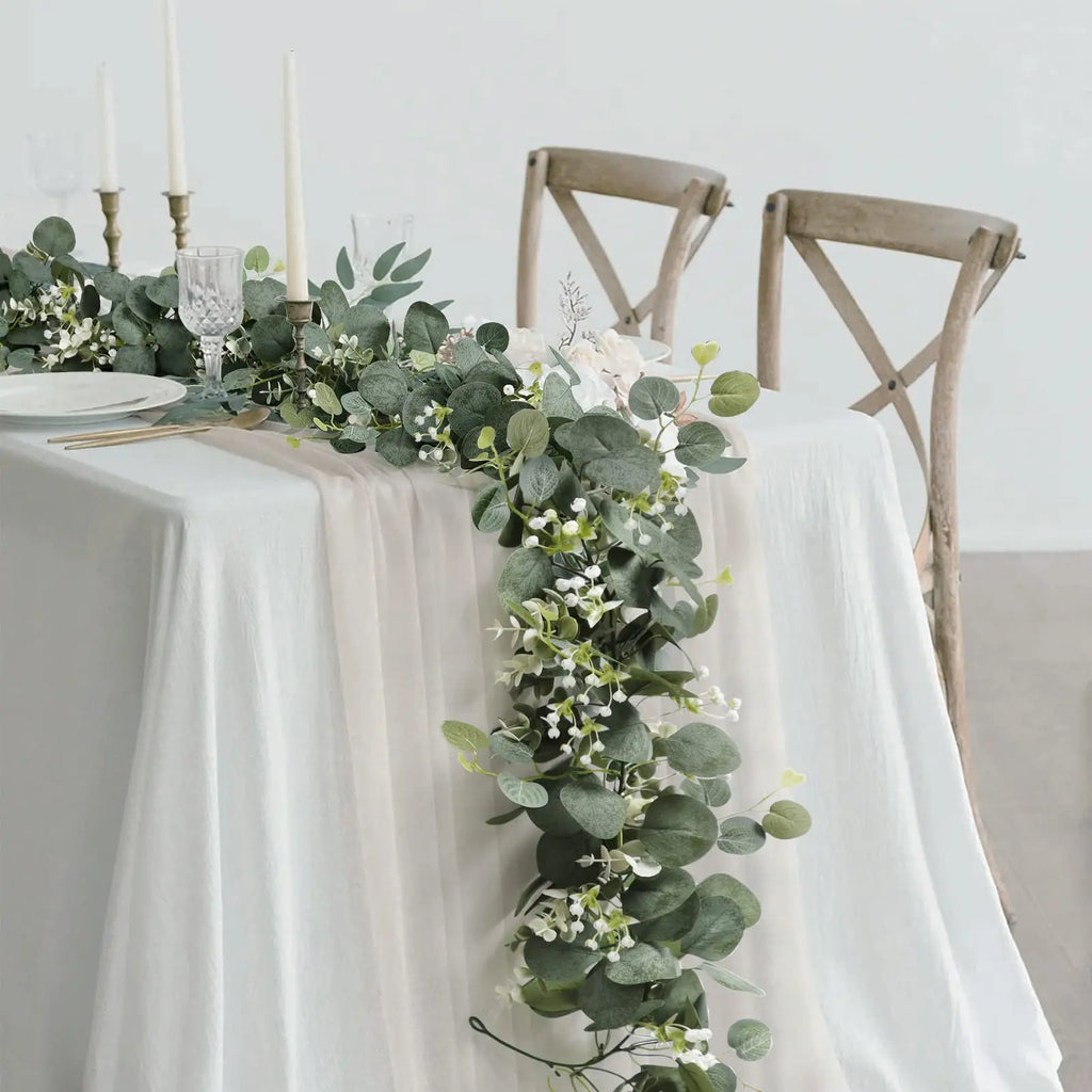 1.8m Artificial Flowers Eucalyptus Garland Greenery Fake Hanging Vines for Weddings Home Garden Outdoor Garden Arch Wall Decor