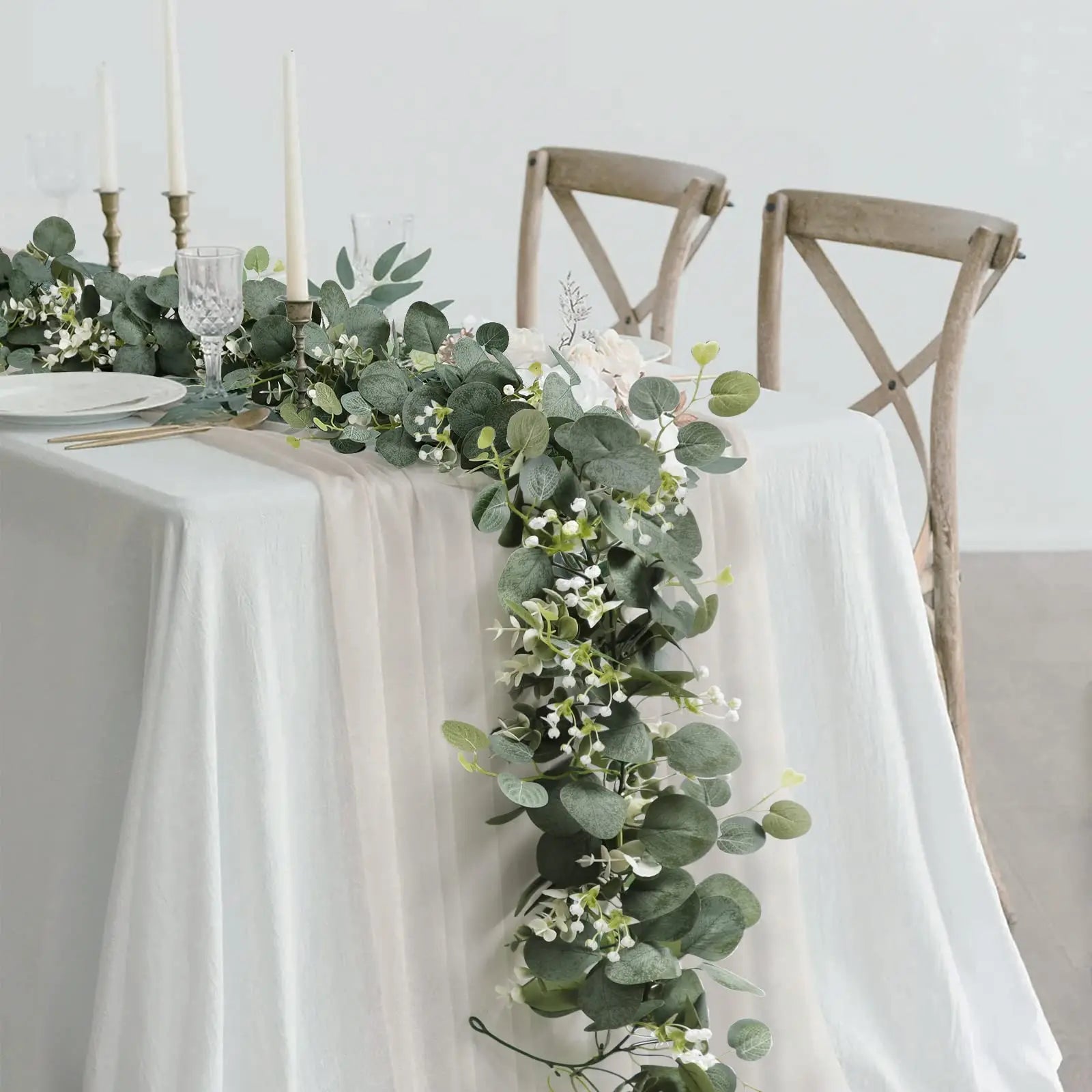 1.8m Artificial Flowers Eucalyptus Garland Greenery Fake Hanging Vines for Weddings Home Garden Outdoor Garden Arch Wall Decor
