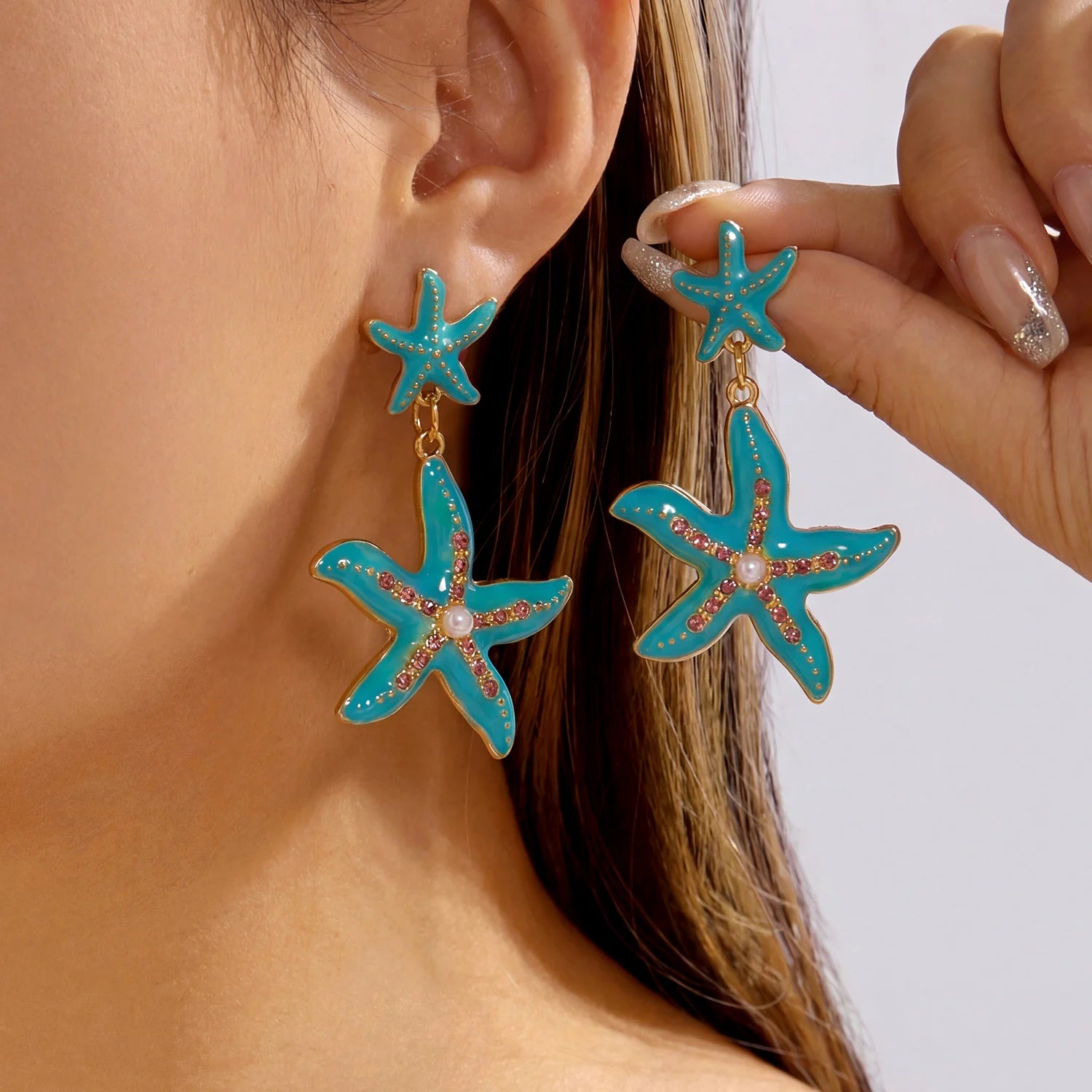 Bohemia Gold Color Starfish Hoop Earring for Women Vintage Exaggerate Metal Big Starfish Earring Beach Party Daily Wear Jewelry