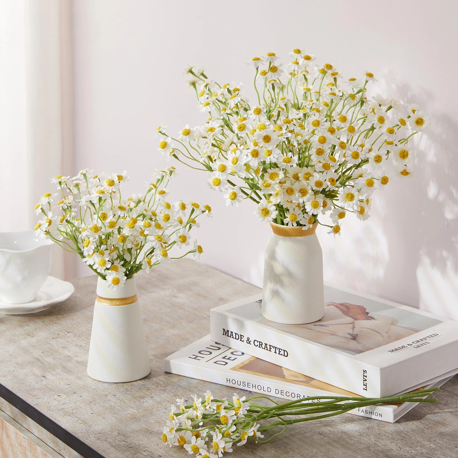 12pcs Artificial Daisy Flowers Small Daisy Fake Flower Bouquet for Valentines Party Table Decoration DIY Home Wedding Decor