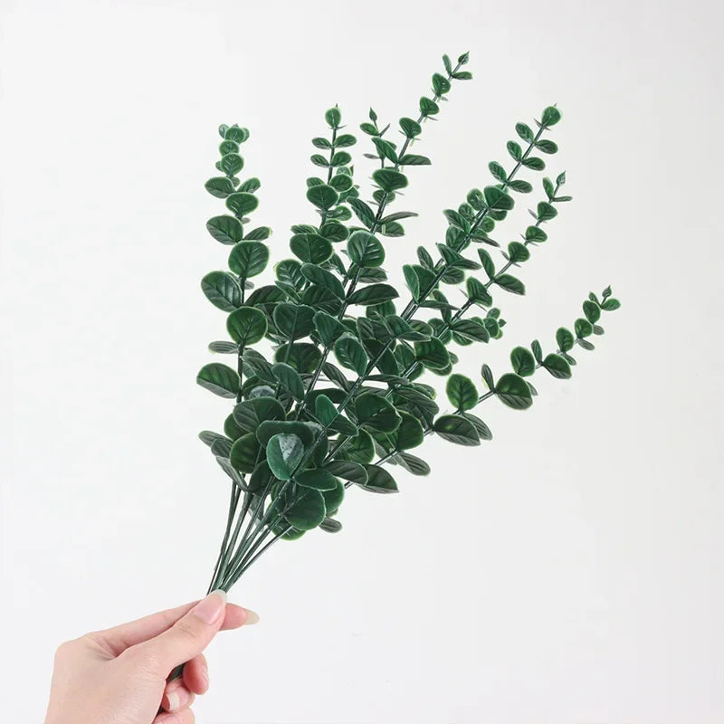 10pcs 38cm Eucalyptus Stems Artificial Eucalyptus Leaves for Home Flowers Bouquet Centerpiece Wedding Decoration Christmas Decor