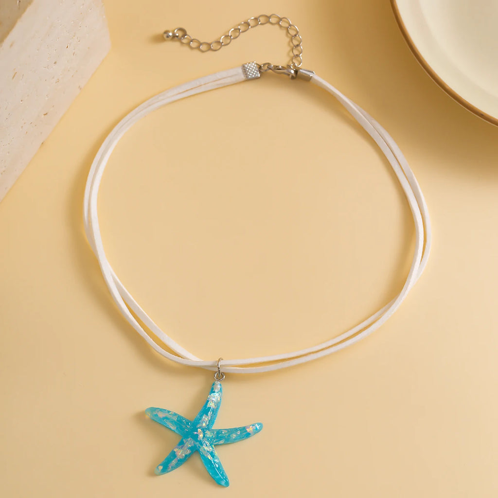 y2k Large Resin Starfish Pendant Necklace for Women Trendy Summer Beach Vacation Jewelry on Neck 2023 Fashion Accessories Female