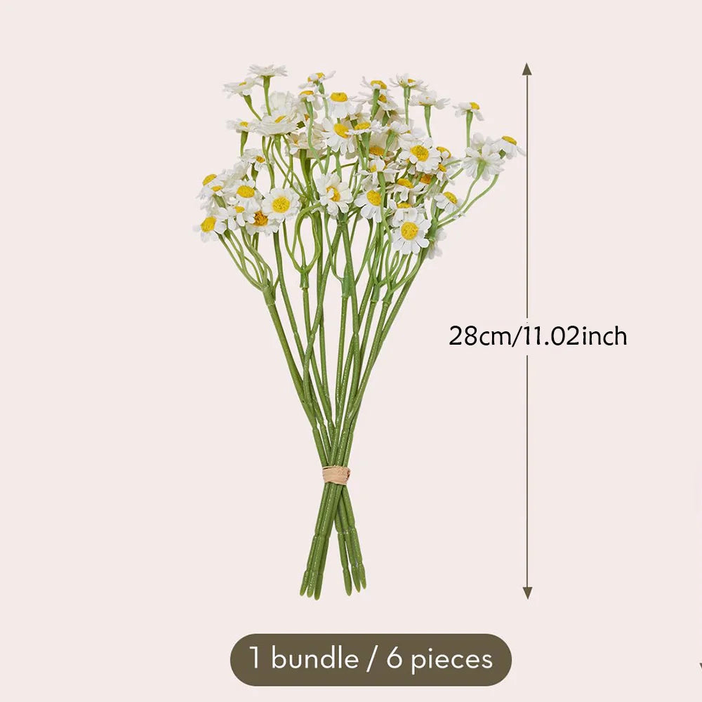 12pcs Artificial Daisy Flowers Small Daisy Fake Flower Bouquet for Valentines Party Table Decoration DIY Home Wedding Decor