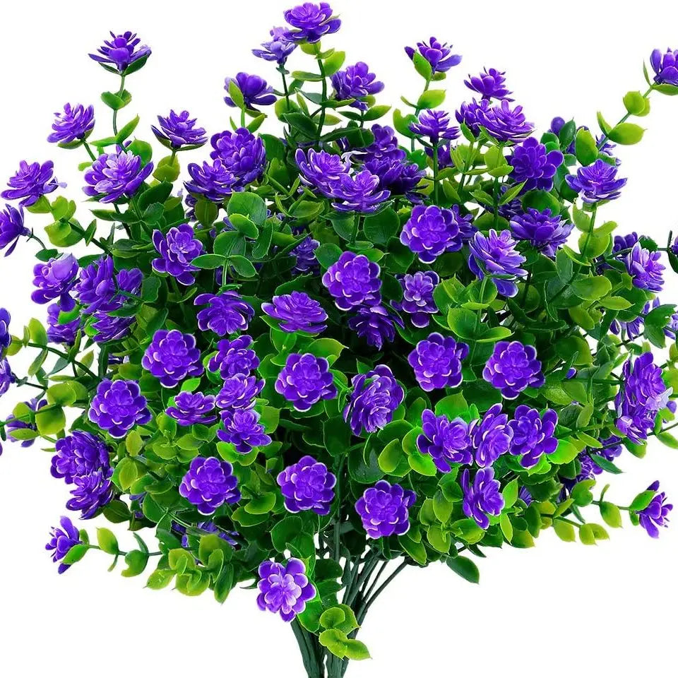4pcs Artificial Flowers UV Resistant Greenery Plants for Garden Kitchen Decor Wedding Home Living Room Decoration Fake Flowers