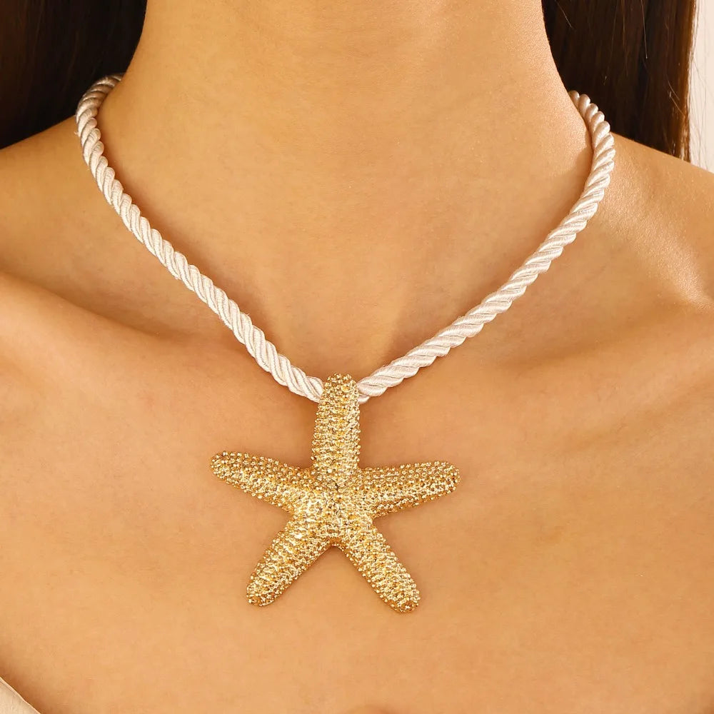 Women's Fashion Jewelry Beach Style Starfish Pendant Necklace,Daily & Vacation Wear, All-Season Accessory