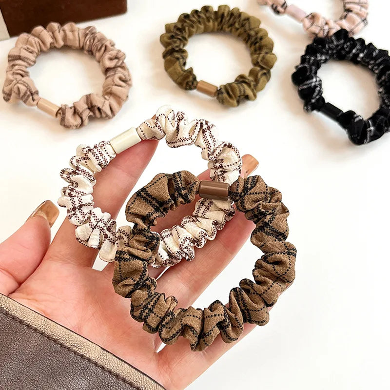 5pc plaid elastic hair bands