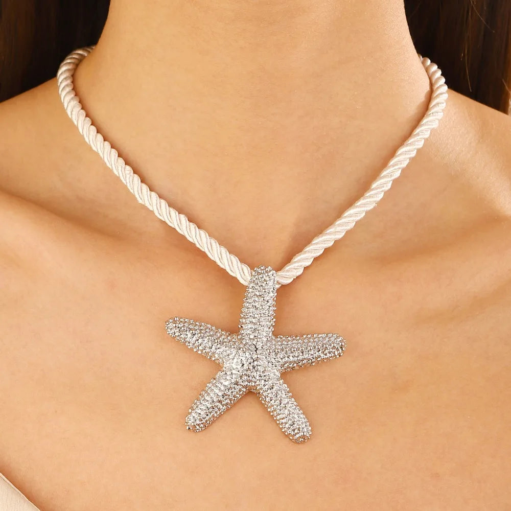 Women's Fashion Jewelry Beach Style Starfish Pendant Necklace,Daily & Vacation Wear, All-Season Accessory