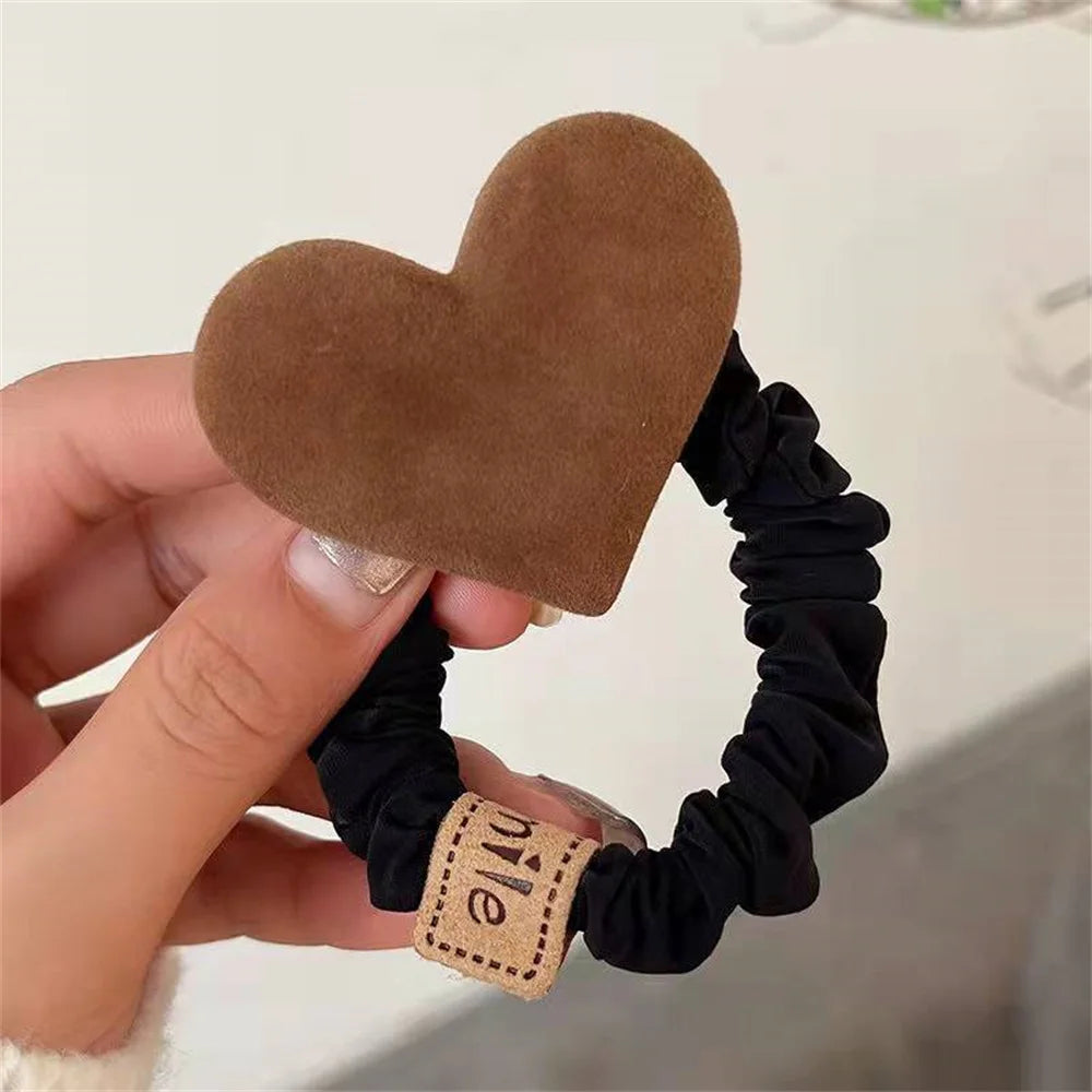 Coffee heart-shaped hair ties
