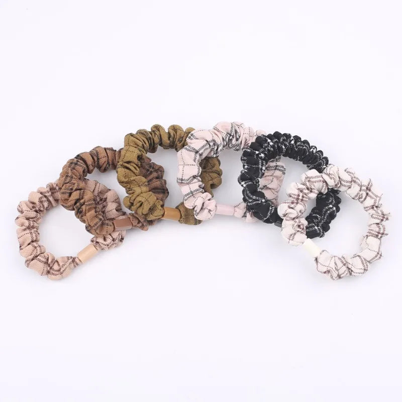 5pc plaid elastic hair bands