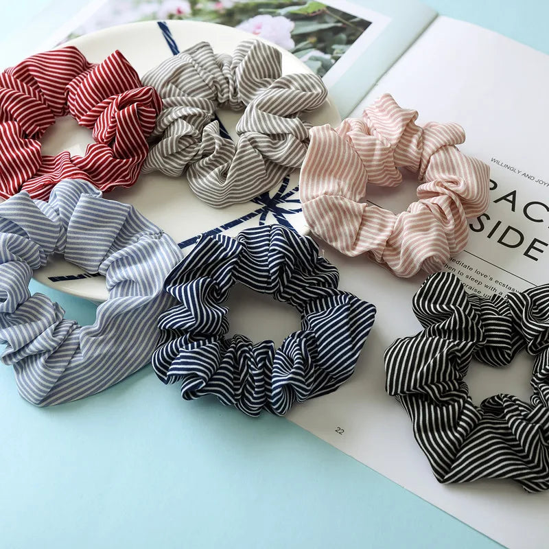 Striped Comfort Hair Scrunchie Set