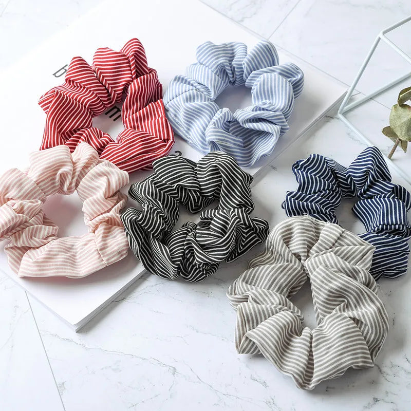 Striped Comfort Hair Scrunchie Set