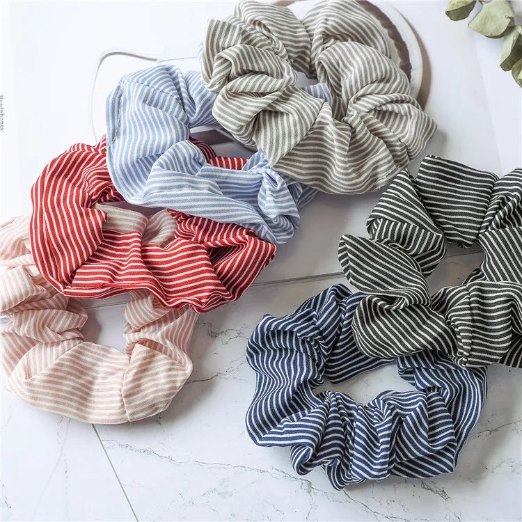 Striped Comfort Hair Scrunchie Set