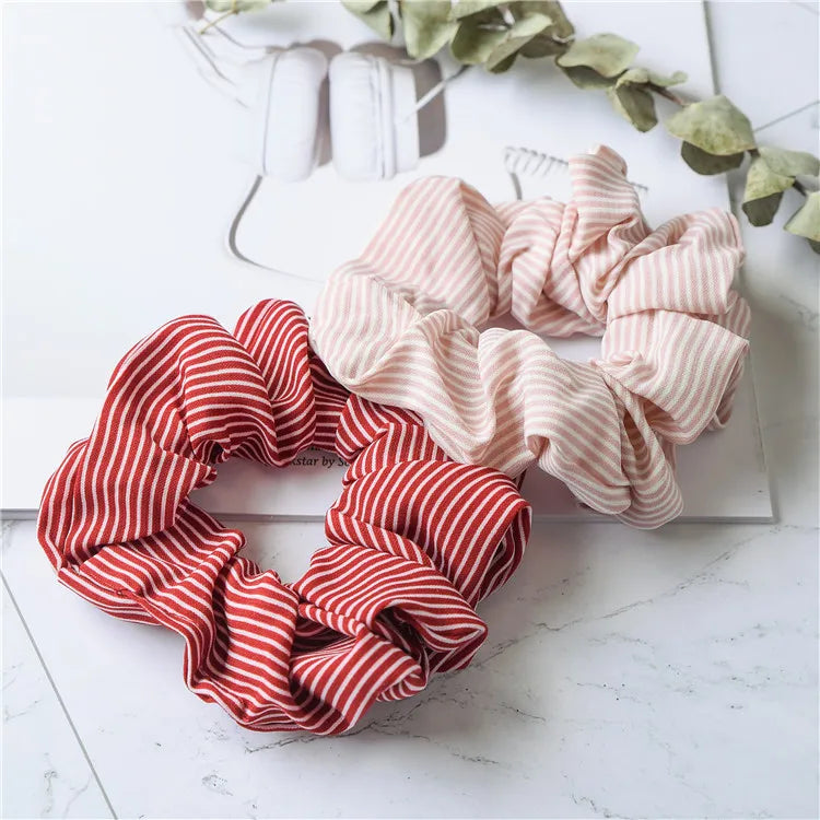 Striped Comfort Hair Scrunchie Set